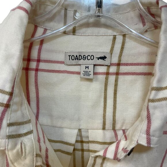 Toad & Co Re-Form Flannel Shirt Long Sleeve Beige Red Brown Women’s Size Medium - Picture 2 of 8
